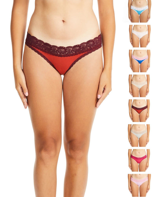 ESTEEZ Comfy Cotton Underwear Panties for Women with Lace Trim Bikini - Hipster - Hi Cut