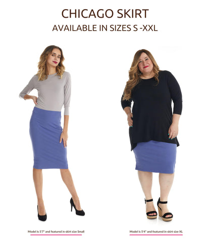 ESTEEZ Women's Form Fitting Snug Pencil Skirt - Modest Stretchy Below The Knee - Chicago