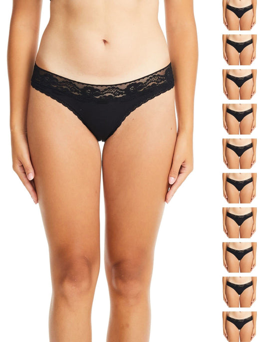 ESTEEZ Comfy Cotton Underwear Panties for Women with Lace Trim Bikini - Hipster - Hi Cut