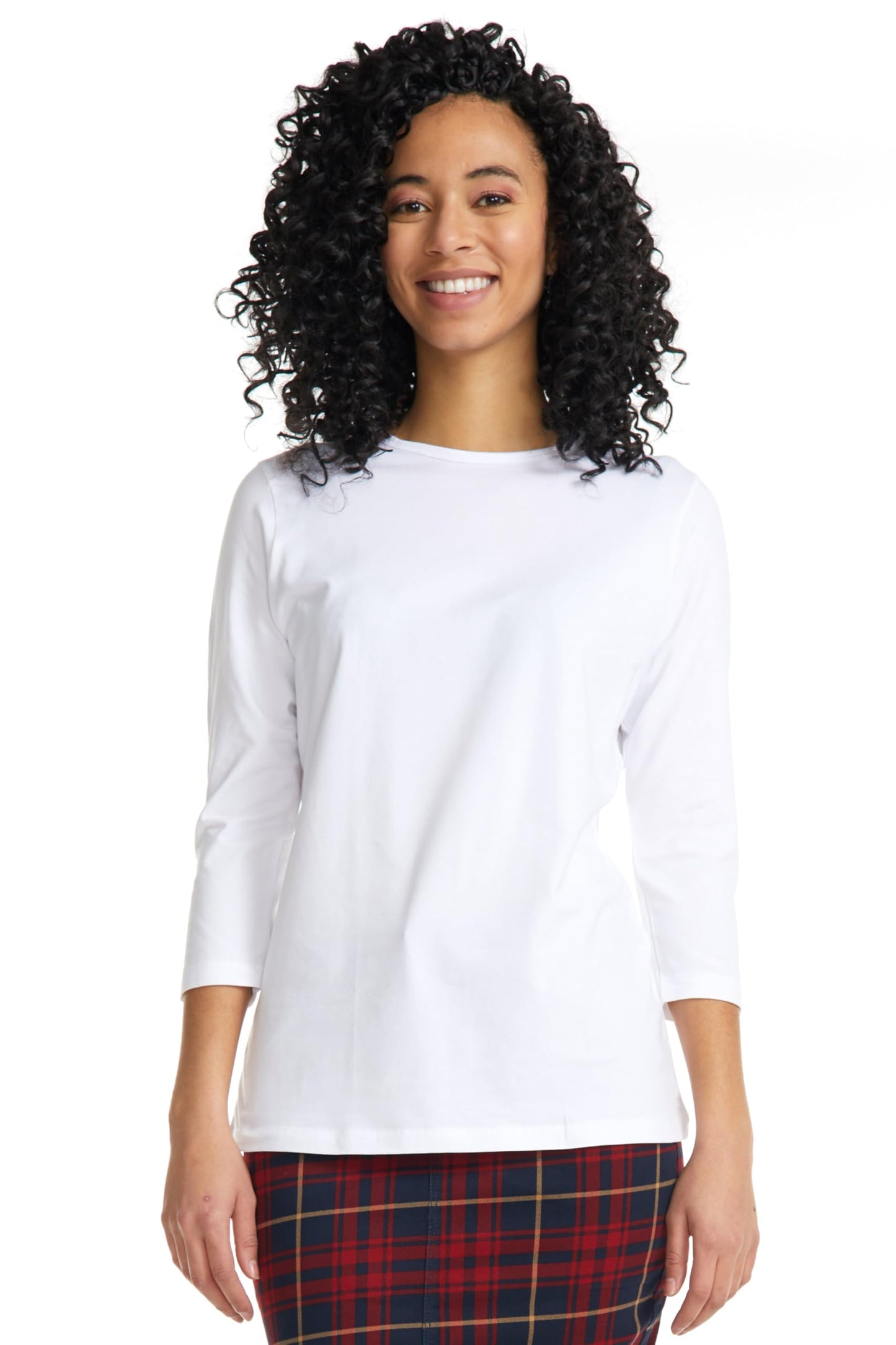 ESTEEZ 3/4 Sleeve Crew Neck Cotton T-Shirt for Women - Relaxed Fit - Base Layering Top