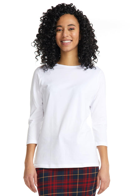 ESTEEZ 3/4 Sleeve Crew Neck Cotton T-Shirt for Women - Relaxed Fit - Base Layering Top