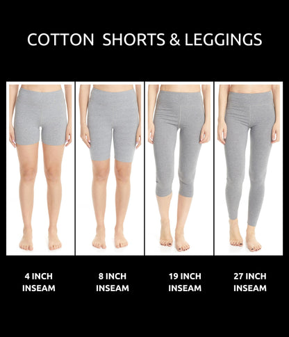 ESTEEZ High Waisted Soft Cotton Spandex Leggings-Shorts for Women - Full Leg - Capri - Biker Shorts - Shorts