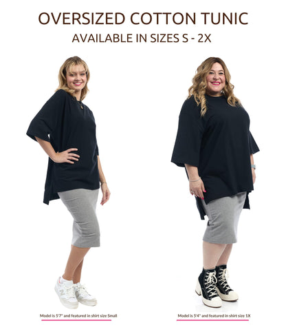 ESTEEZ Womens Oversized Cotton High Low Tunic T-Shirt Dress