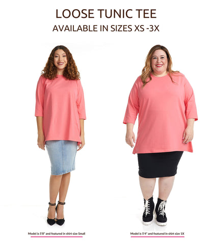 ESTEEZ 3/4 Sleeve Comfy Oversized Loose Fit Cotton T-Shirts for Women