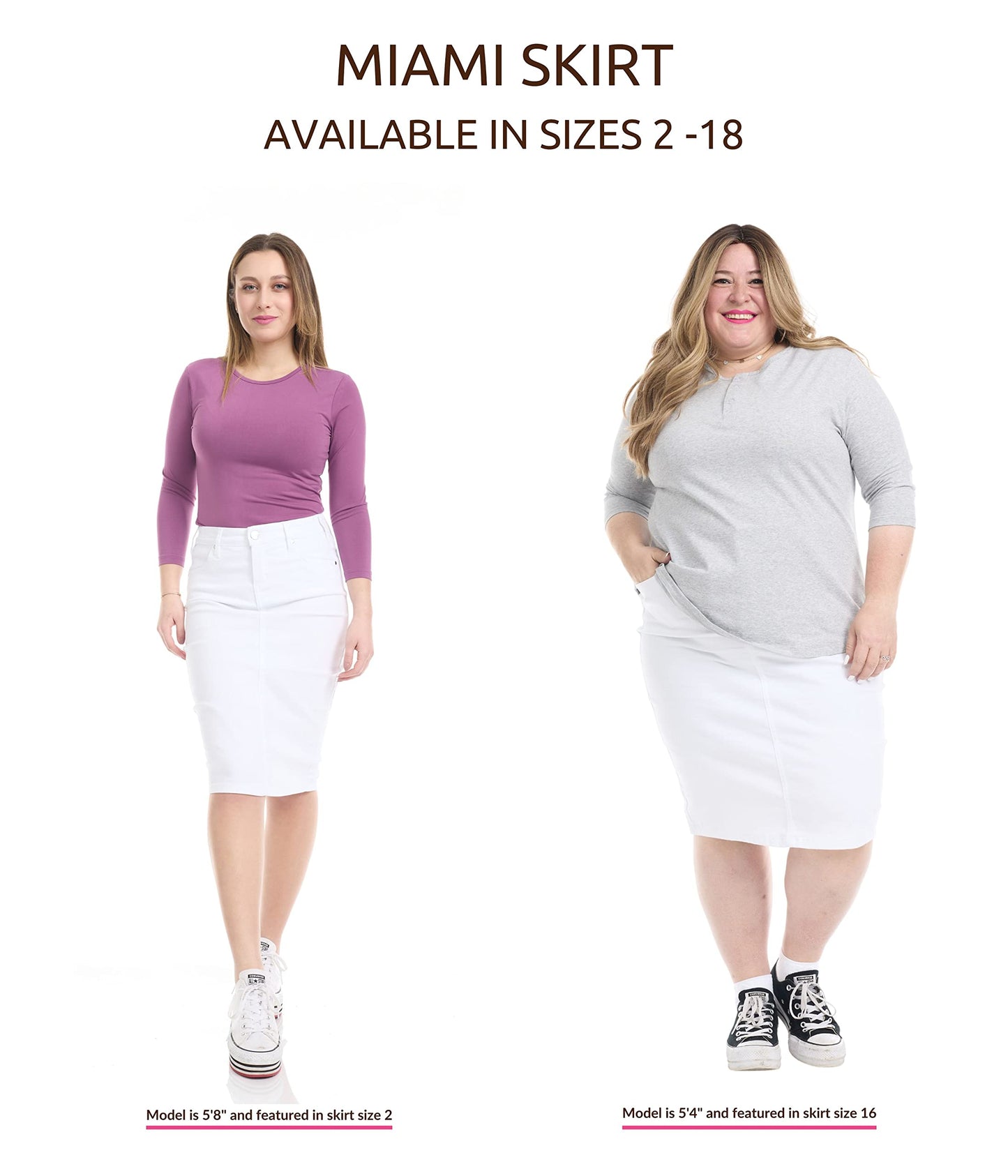 ESTEEZ Women's Slimming Denim Pencil Skirt with Tummy Control Panel – 'Miami'