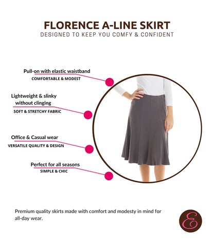 ESTEEZ Stretchy A-Line Skirt for Women - Knee Length/Midi