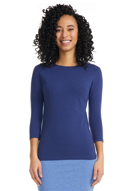 ESTEEZ Womens 3/4 Sleeve Cotton Snug Fit High Neck Base Layering T-Shirt