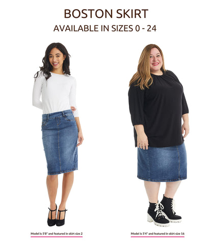 ESTEEZ Straight Knee Length Stretch Denim Jean Skirt for Women Size 0-24 Plus Size - Boston