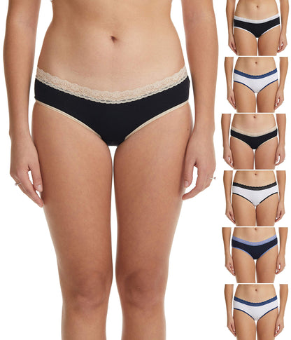 ESTEEZ Comfy Cotton Underwear Panties for Women with Lace Trim Bikini - Hipster - Hi Cut
