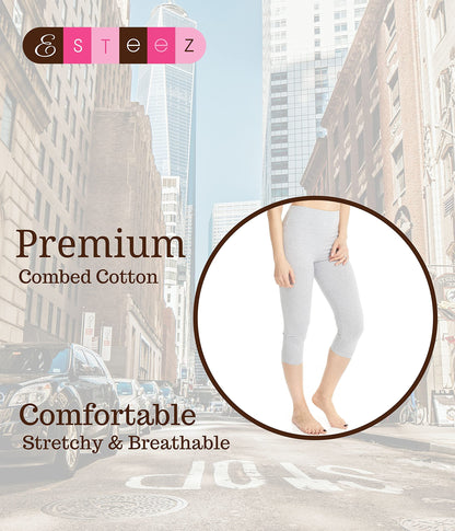 ESTEEZ High Waisted Soft Cotton Spandex Leggings-Shorts for Women - Full Leg - Capri - Biker Shorts - Shorts