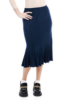 Navy Blue Panel Pleated Flary Midi A-Line Skirt 'Bali' - Premium skirt from Esteez - Just $50! Shop now at Esteez