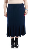 Navy Blue Panel Pleated Flary Midi A-Line Skirt 'Bali' - Premium skirt from Esteez - Just $50! Shop now at Esteez