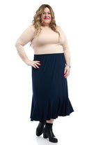 Navy Blue Panel Pleated Flary Midi A-Line Skirt 'Bali' - Premium skirt from Esteez - Just $50! Shop now at Esteez