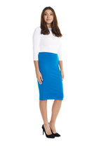 cobalt royal blue tznius cotton knee length modest pencil skirt