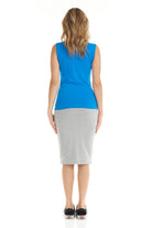 cobalt blue cotton sleeveless shell looks great on its own or with a cardigan