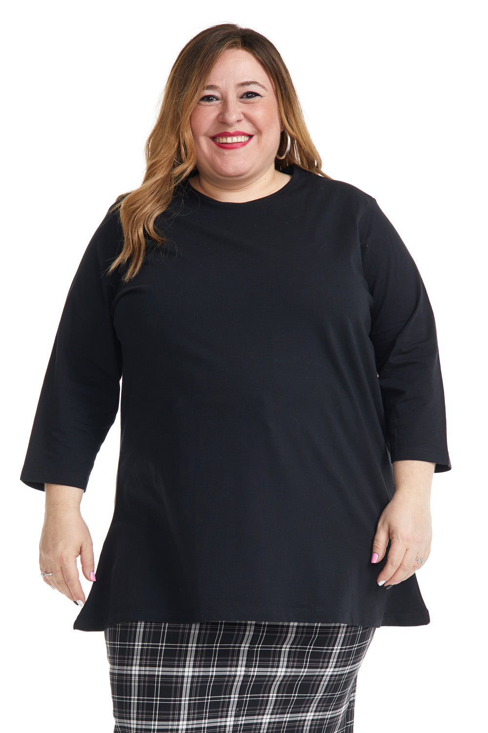 Black oversized loose comfortable tee for plus size women