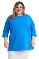 Blue oversized loose comfortable tee for plus size women