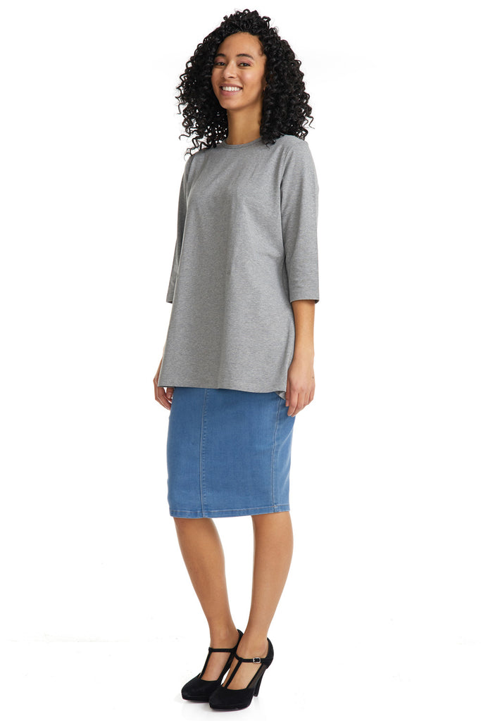 Grey oversized cotton loose tee for women