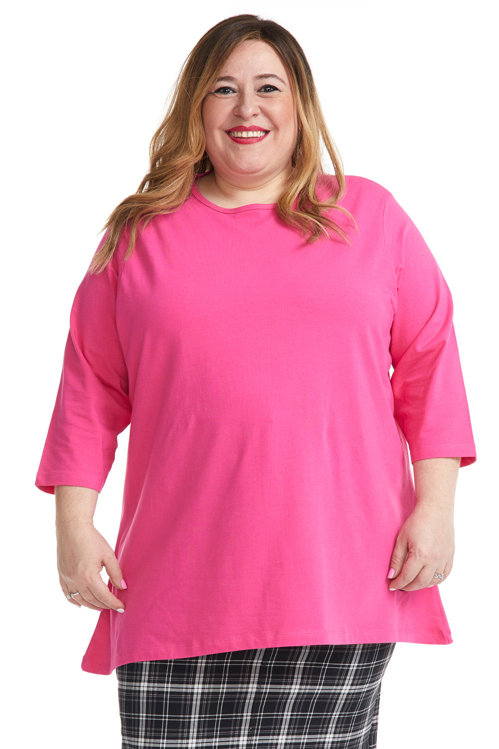 Pink oversized loose comfortable tee for plus size women