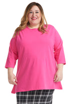 Pink oversized loose comfortable tee for plus size women