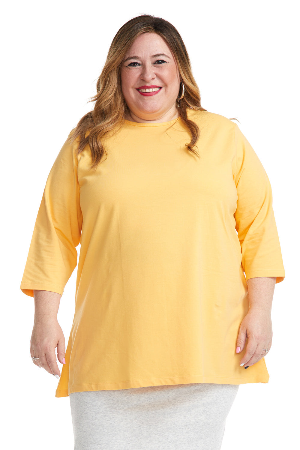 Yellow oversized loose comfortable tee for plus size women