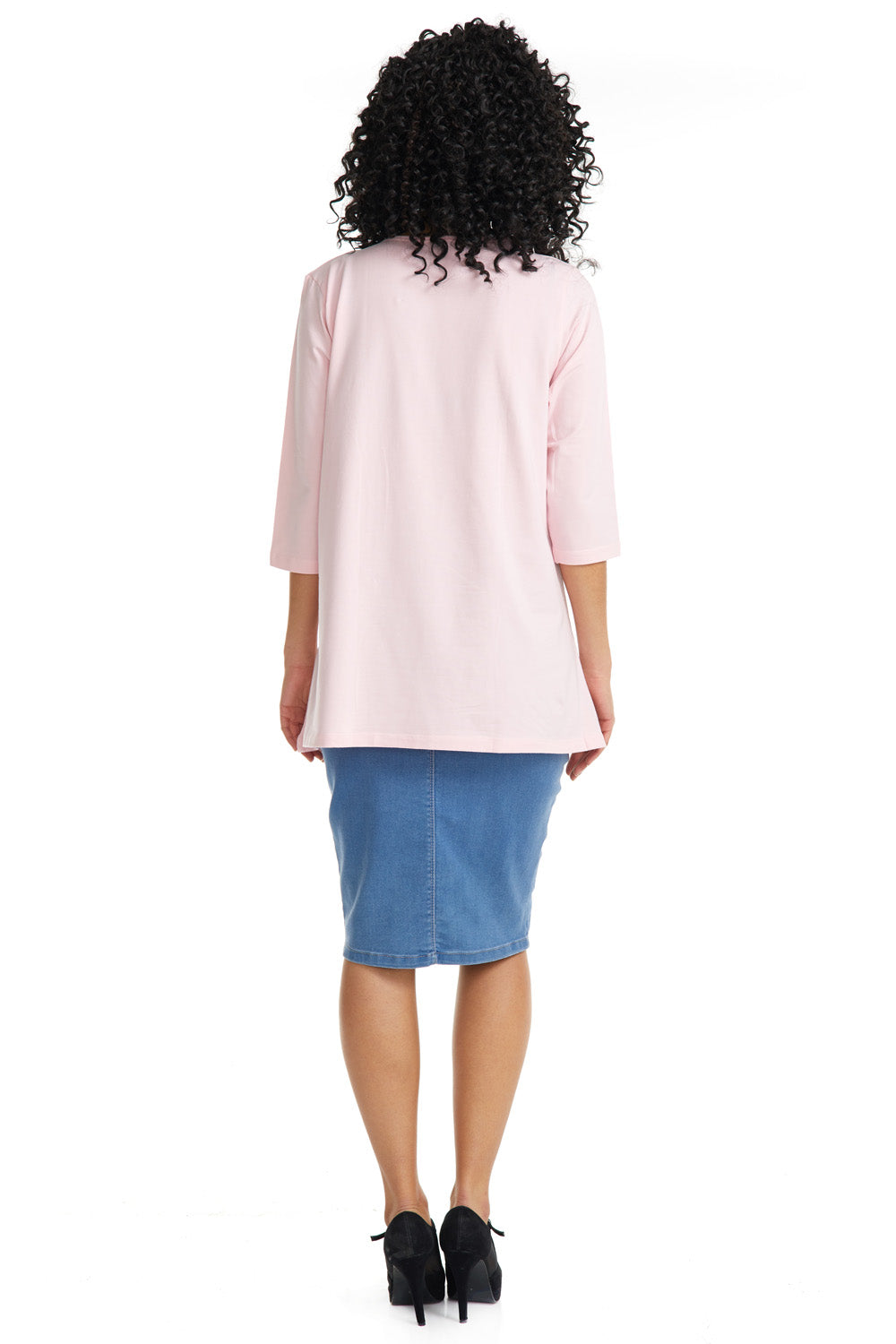 vibrant pink Basic 3/4 sleeve cotton oversized top for women