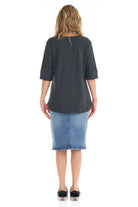 dark grey 3/4 cuff sleeve modest tshirt for women