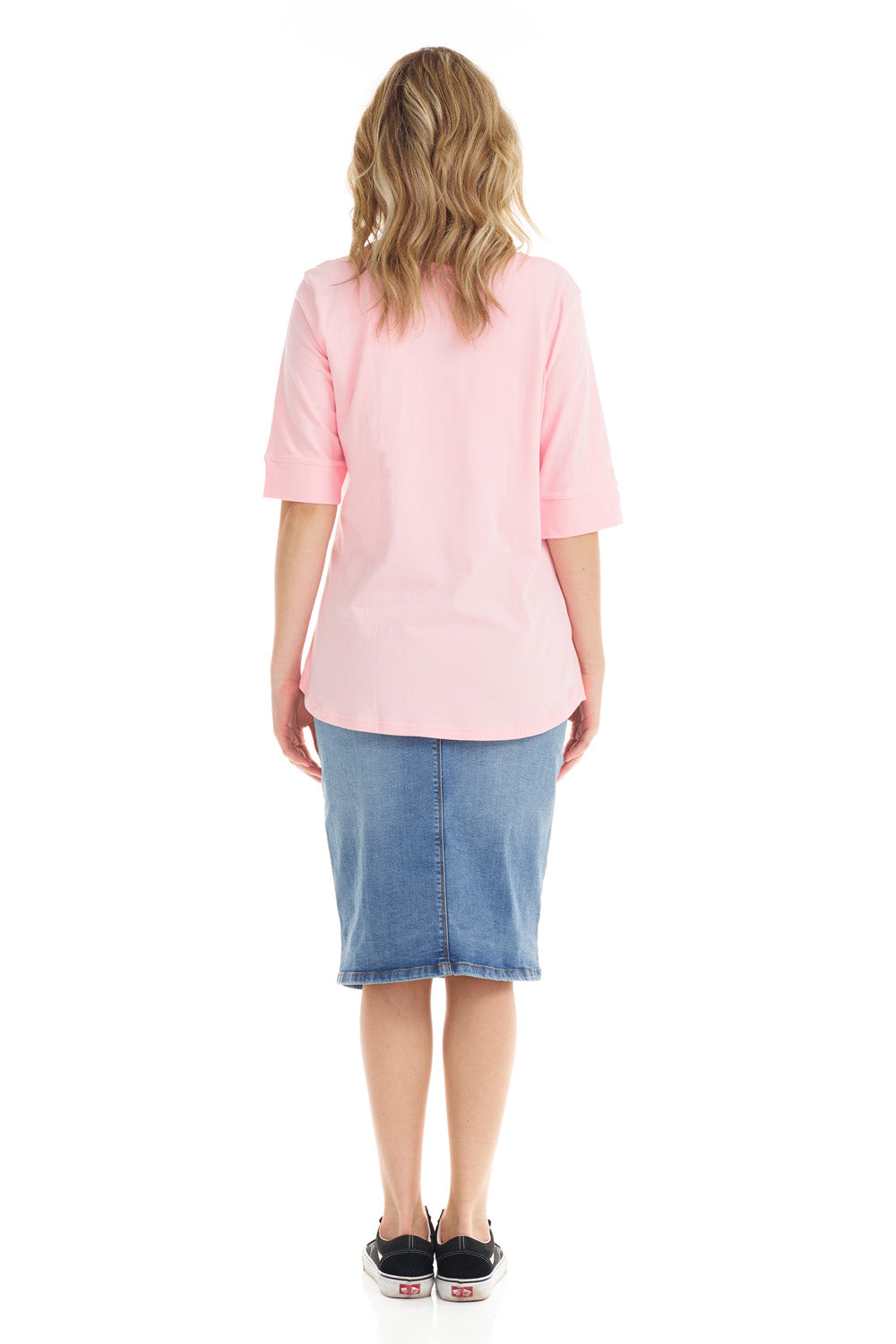 baby pink 3/4 cuff sleeve tshirt for women