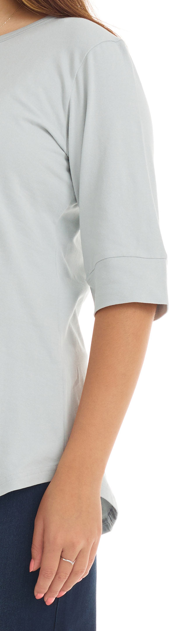 gray 3/4 sleeve elbow cotton top