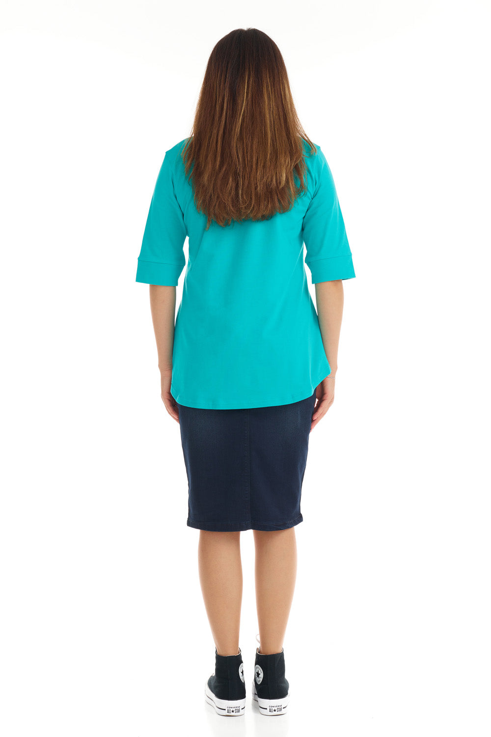 turquoise 3/4 cuff sleeve tshirt for women