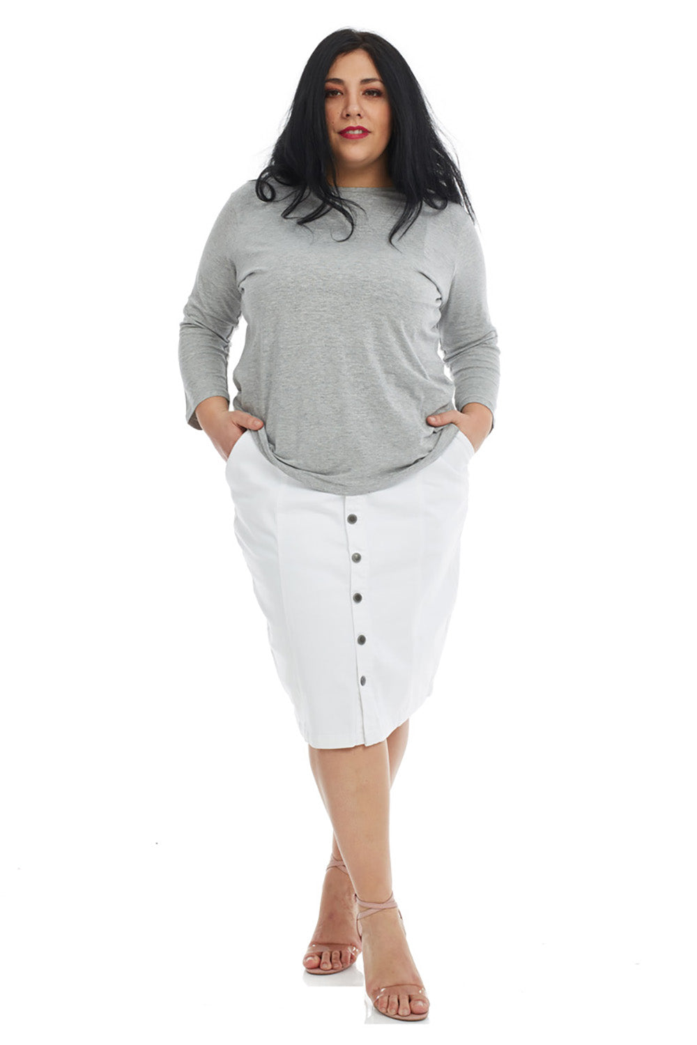 White pencil hotsell skirt plus size