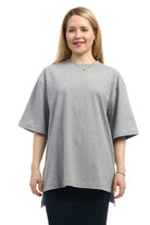 Grey 3/4 Sleeve Cotton Oversized Tunic T-shirt - Premium shirt from Esteez - Just $50! Shop now at Esteez