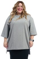 Grey 3/4 Sleeve Cotton Oversized Tunic T-shirt - Premium shirt from Esteez - Just $50! Shop now at Esteez