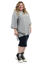 Grey 3/4 Sleeve Cotton Oversized Tunic T-shirt - Premium shirt from Esteez - Just $50! Shop now at Esteez