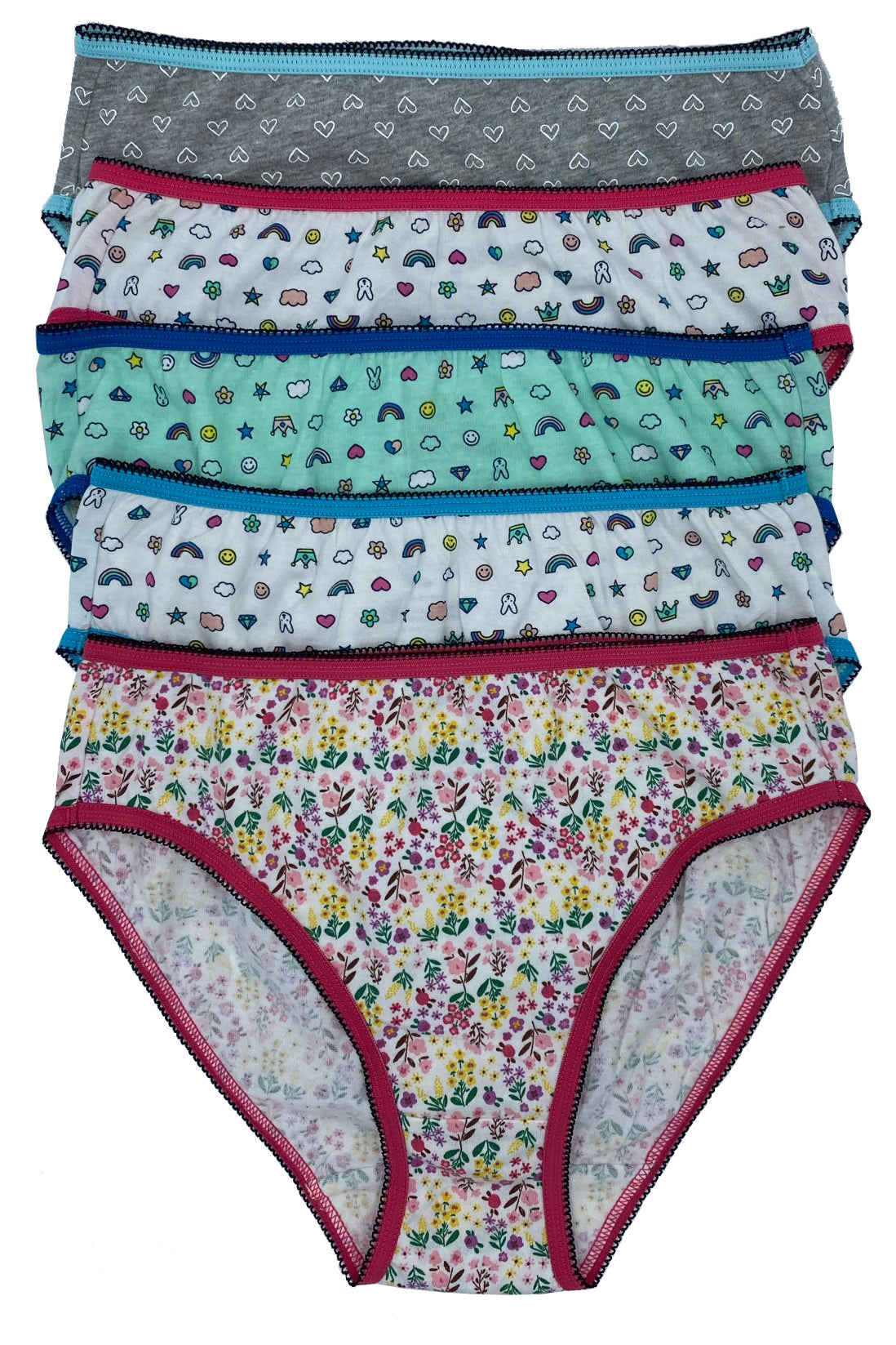 Cotton Hi-Cut Underwear for Girls in Assorted Colors