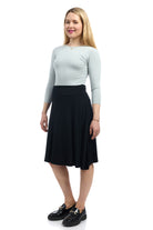 Old Navy inspired foldover flare midi black skirt