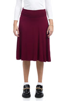 Burgundy Below Knee Length Fold Over Flary A-Line Skirt for Women 'Playa' - Premium skirt from Esteez - Just $40! Shop now at Esteez