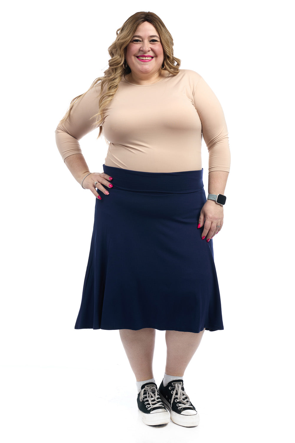 plus size old navy fold over a-line knee length flary skirt