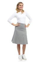 25 inch heather grey a-line below knee length cotton skater skirt