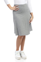 25 inch heather grey a-line below knee length cotton skater skirt