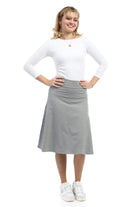 27 inch heather grey a-line below knee length cotton skater skirt