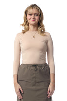 Tan 3/4 Sleeve Fancy Slinky Layering T-Shirt Top for Women - Premium shirt from Esteez - Just $25! Shop now at Esteez