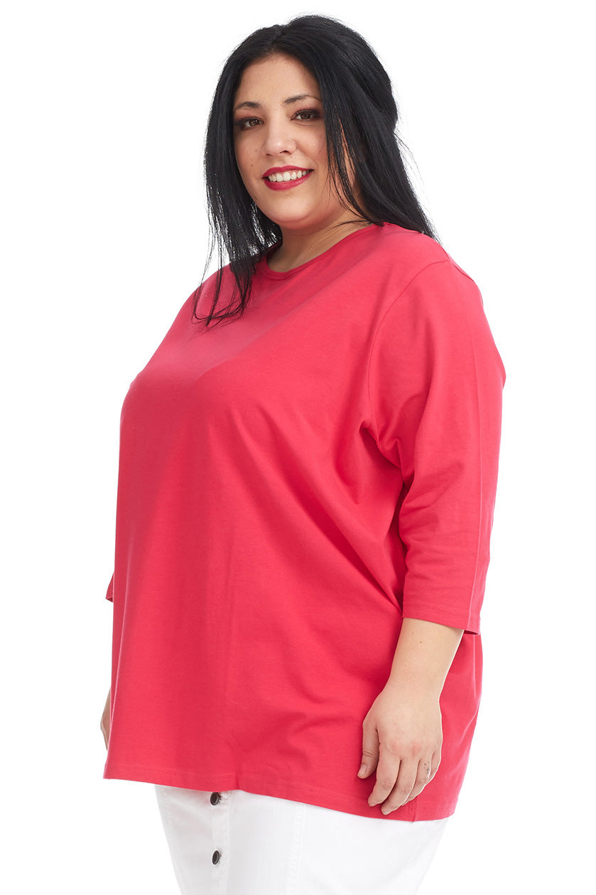 dark Pink oversized loose comfortable tee for plus size women