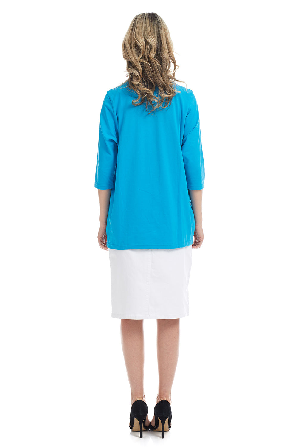Basic 3/4 sleeve cotton oversized top for women