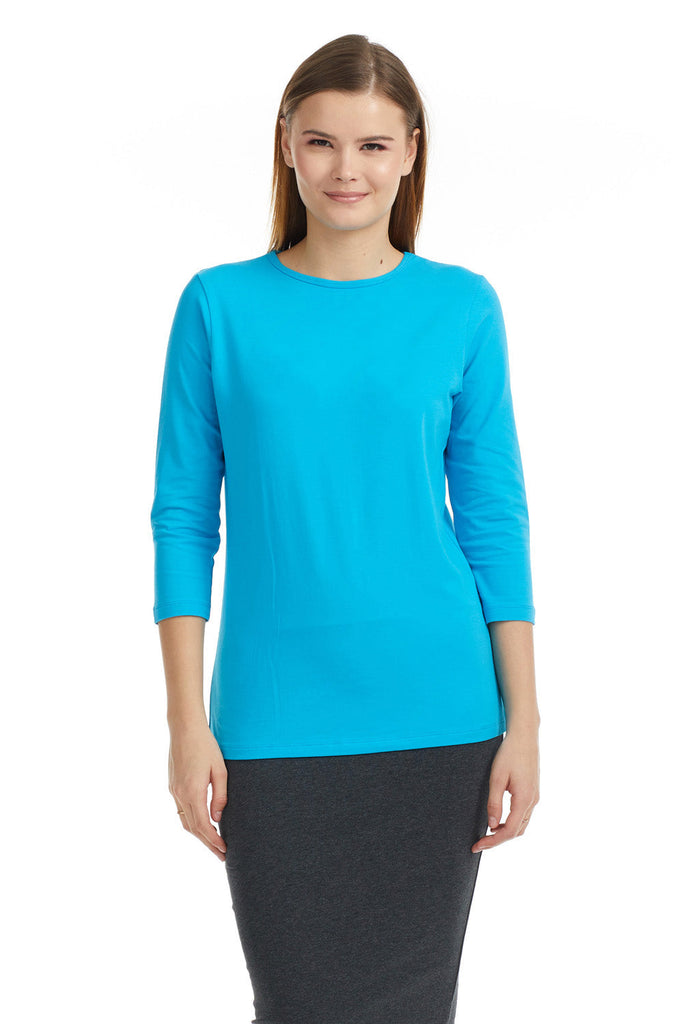 vibrant blue stretchy loose fitting cotton layering shirt 