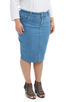 light blue below the knee tznius pencil skirt for women with tummy control