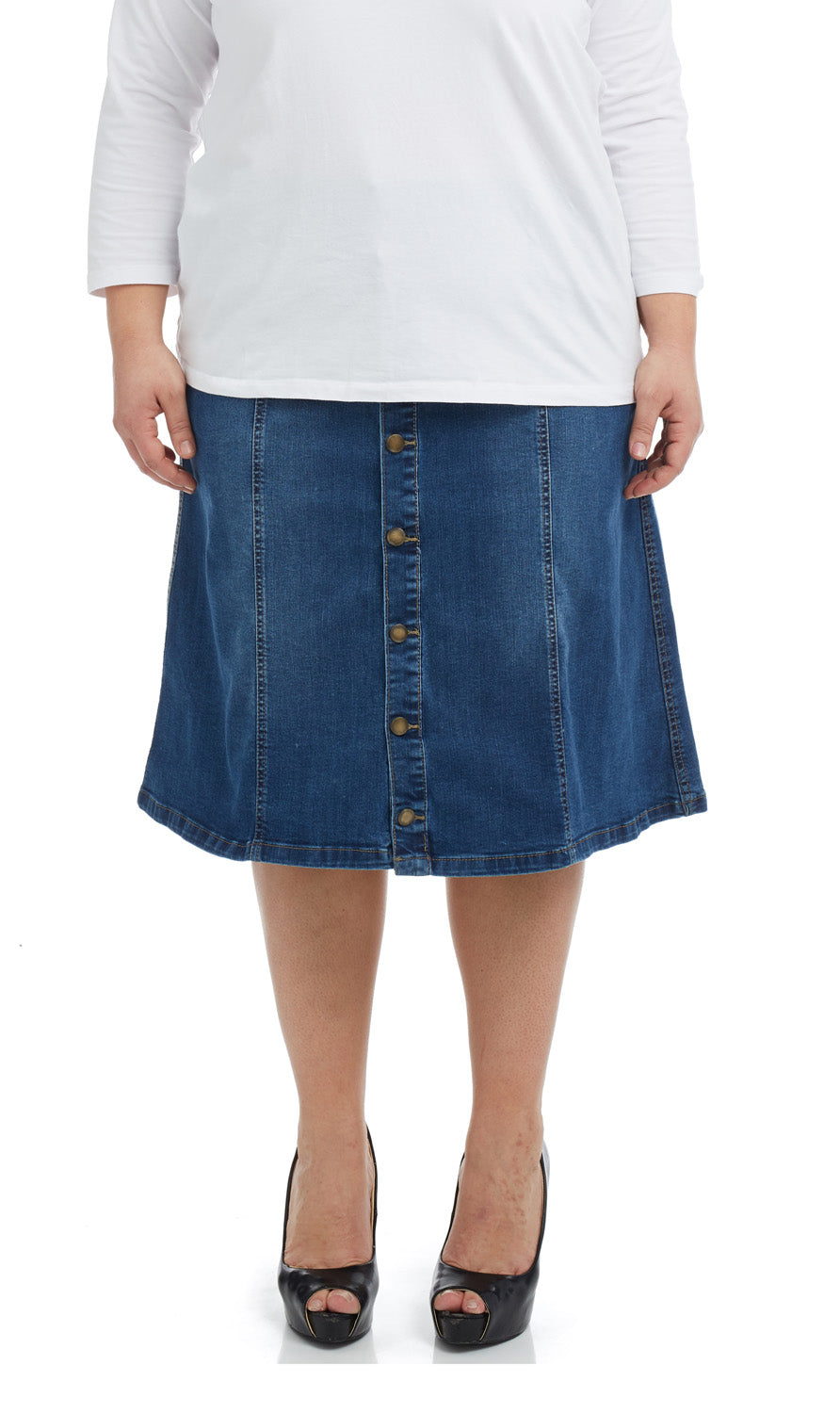 blue modest tznius jean skirt for women and teens