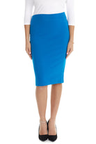 cobalt royal blue midi slassic cotton skirt