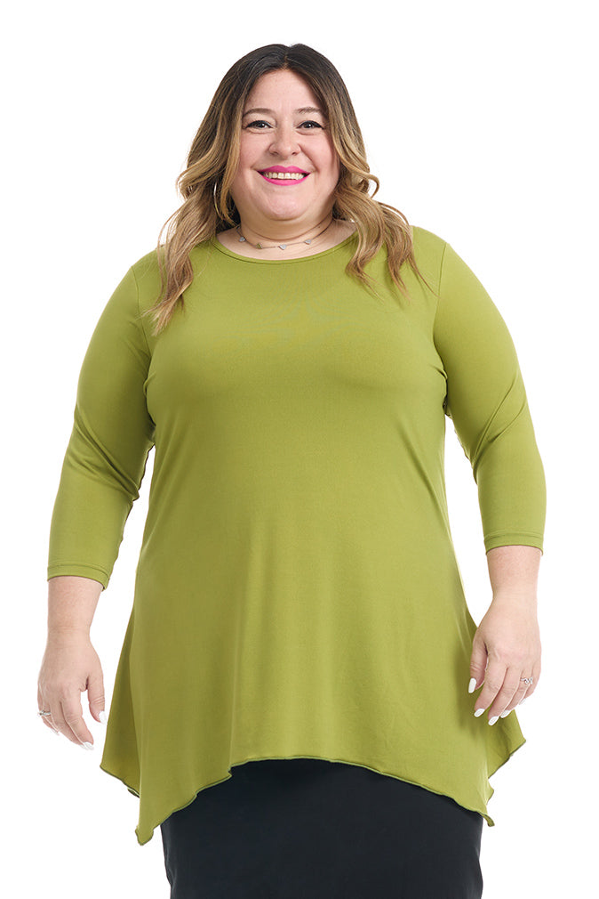 green silky tunic top to wear with a skirt