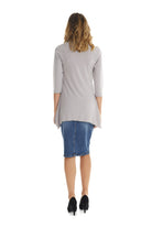 gray silky tunic top to wear with a skirt